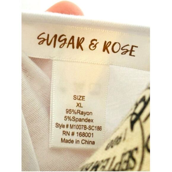 Sugar & Rose Women’s Size XL Puffy Sleeve Paris “True Love Forever” Graphic Top - Picture 10 of 10